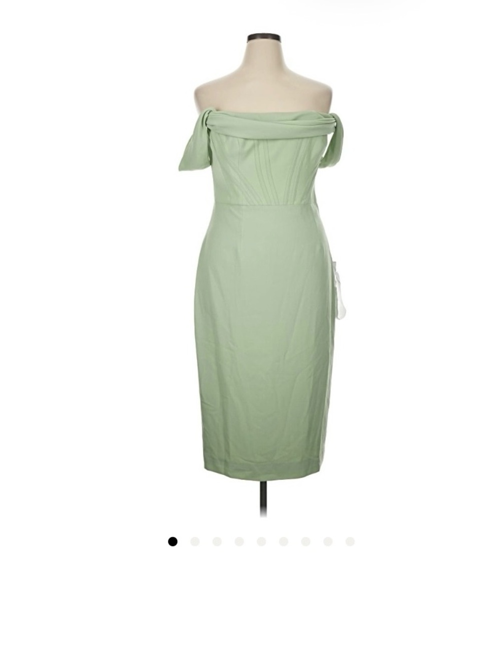 Dress the Population Sage Off-Shoulder Midi Dress